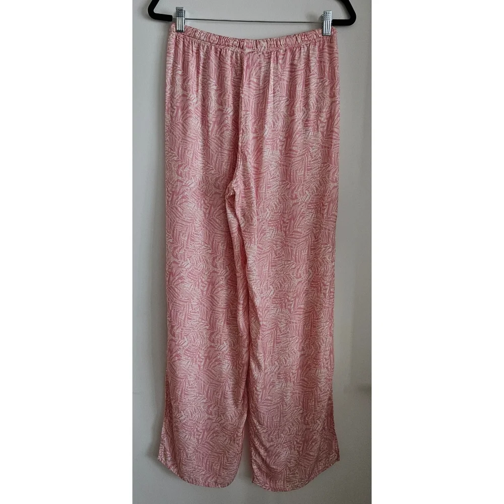 Maaji Wide Leg Side Slit Pants Pink Palm Tree Beach Resort Swim Cover Up Small - Picture 5 of 8